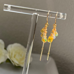 天然石ピアス　エチオピアオパール　14kgf　pierced earrings　華奢ピアス 1枚目の画像