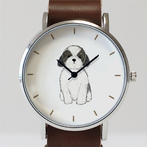シーズー（白黒）の腕時計 2枚目の画像