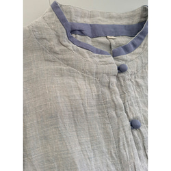 7分袖リネンシャツ　バイカラーTシャツ　水洗いリネンシャツ　ベージュ　S-Lサイズ　L232 13枚目の画像