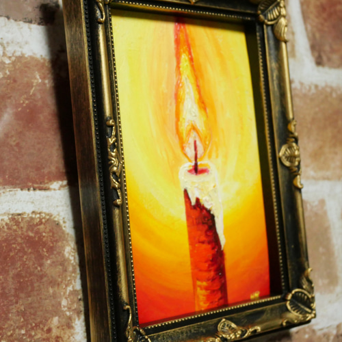 ロシアリクガメ　額付きミニ絵画　油彩 ロシアリクガメ 額付きミニ絵画 油彩