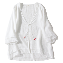 日焼け防止シャツ　UVカット羽織り　涼しいアイスコットン素材長袖シャツ　2重　ホワイト　M-XLサイズ　L233 1枚目の画像