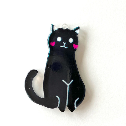 猫♪ふんじゃったぁ♫…的なキーホルダー （黒猫 音符 キーボード