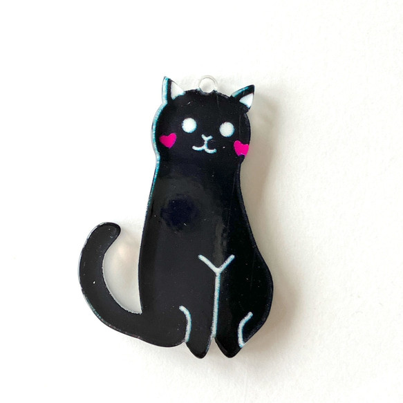 猫♪ふんじゃったぁ♫…的なキーホルダー　（黒猫　音符　キーボード　ハート） 6枚目の画像