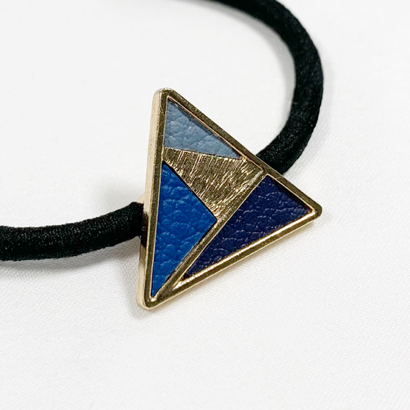 Lヘアゴム:三角×ブルー 3枚目の画像