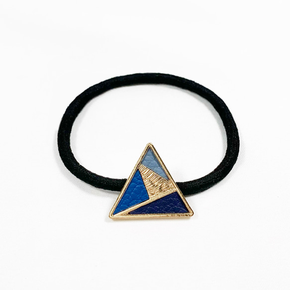 Lヘアゴム:三角×ブルー 1枚目の画像