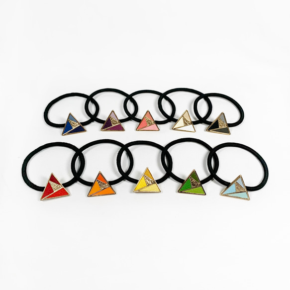 Lヘアゴム:三角×ブルー 5枚目の画像