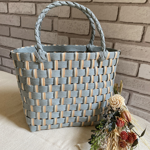 ストライプ柄のカゴバッグ かごバッグ Mahlon 通販｜Creema(クリーマ 