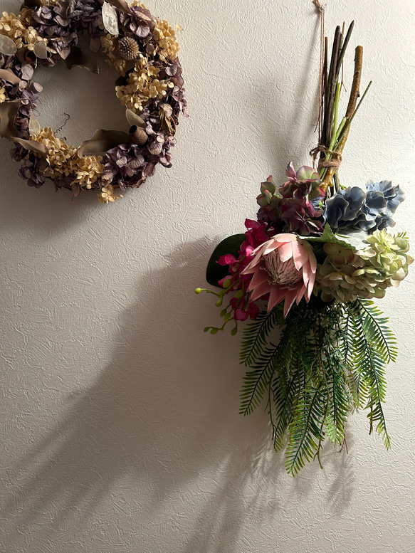 専用＊迎春2026 キングプロテア スワッグ型正月飾り(ドライ) キング