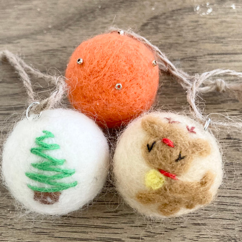 ☆羊毛フェルト☆クリスマスオーナメント6点セット-4- 羊毛フェルト
