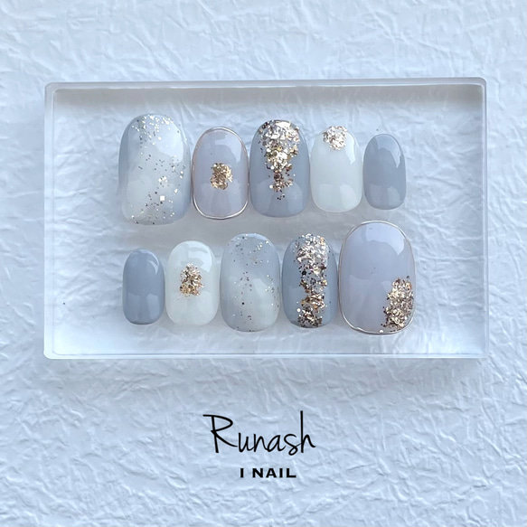 Blue gray ネイルチップ 人気NO.1】blue gray ネイルチップ ネイルチップ（つけ爪） Runash I