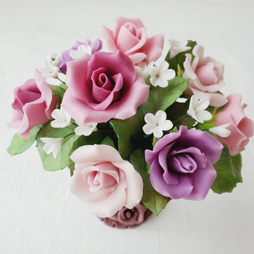 樹脂粘土 ❀プリィテー❀ ローズのカクテル アートフラワー BON AMI