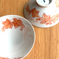 【京焼・清水焼】京都　水野春陽窯　赤絵　葡萄　姫茶碗 4枚目の画像