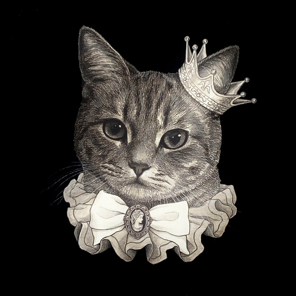 オリジナル トートバッグ 猫 手描き  オリジナルイラスト 鞄  チャーム バッグチャーム 黒 sizeL 3枚目の画像