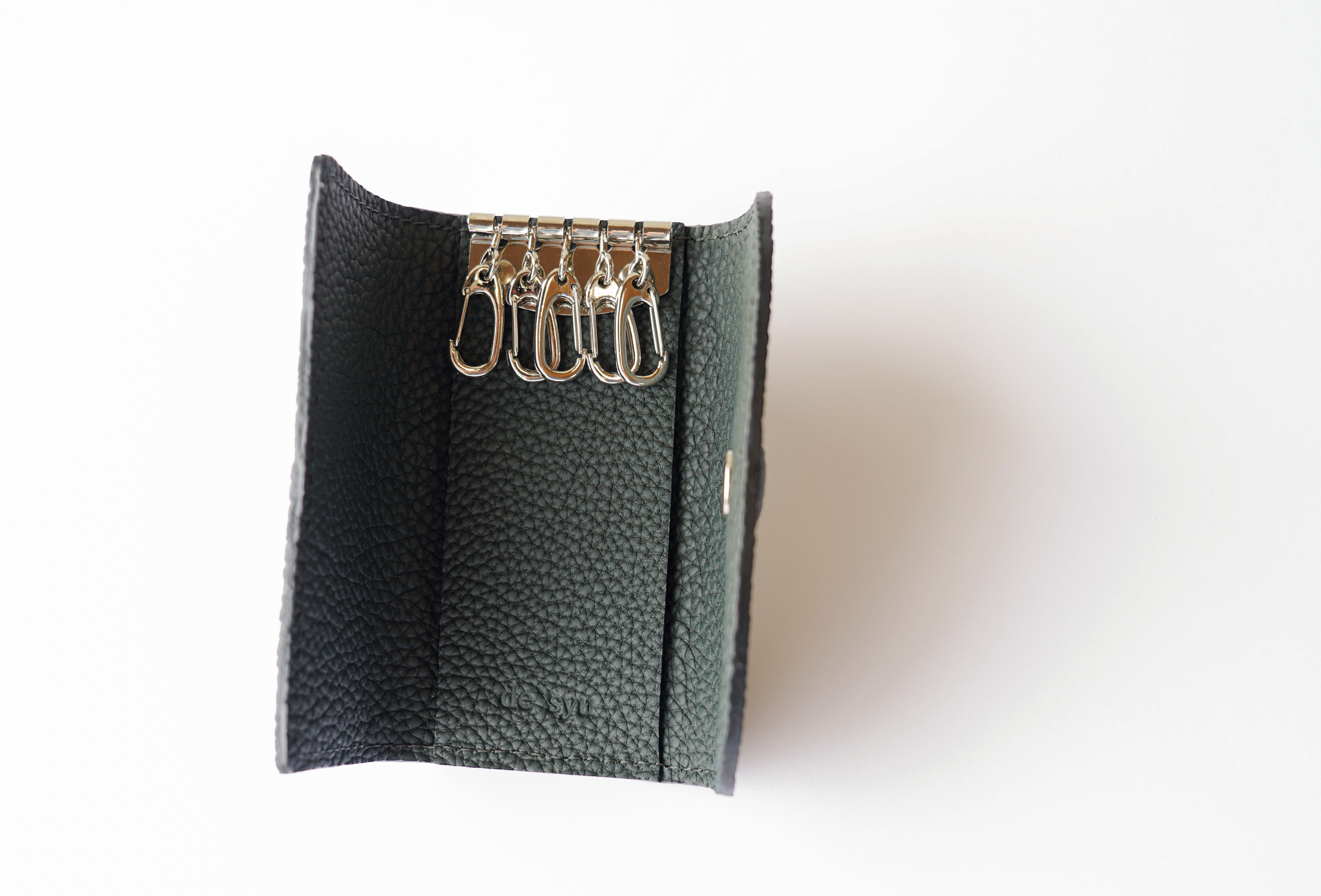 （送料無料）上質シュランケンカーフ(グリーン）　キーケース