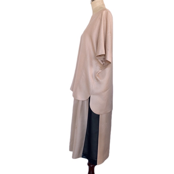 仕立ての良いセットアップ 上質 着物リメイク スカート ゴム ファスナー くすみピンク 11号 LL (Y5601) 13枚目の画像