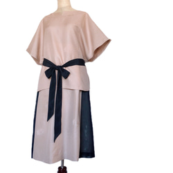 仕立ての良いセットアップ 上質 着物リメイク スカート ゴム ファスナー くすみピンク 11号 LL (Y5601) 2枚目の画像