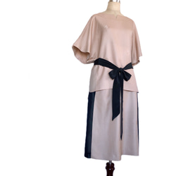 仕立ての良いセットアップ 上質 着物リメイク スカート ゴム ファスナー くすみピンク 11号 LL (Y5601) 5枚目の画像