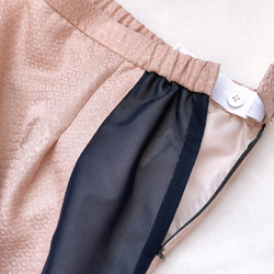 仕立ての良いセットアップ 上質 着物リメイク スカート ゴム ファスナー くすみピンク 11号 LL (Y5601) 9枚目の画像