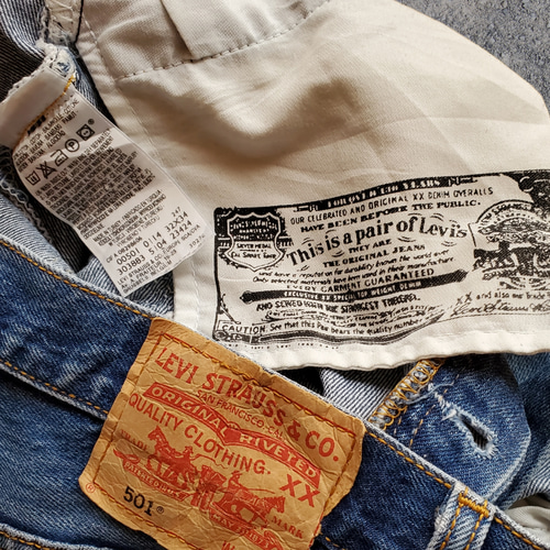 刺し子 パッチワーク デニムパンツ ジーンズ Levi's501 W32