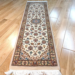 巴基斯坦地毯歷史手工編織地毯 Eslim 圖案軟 W 結 37x125 公分迷你地毯 第6張的照片