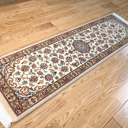 巴基斯坦地毯歷史手工編織地毯 Eslim 圖案軟 W 結 37x125 公分迷你地毯 第7張的照片