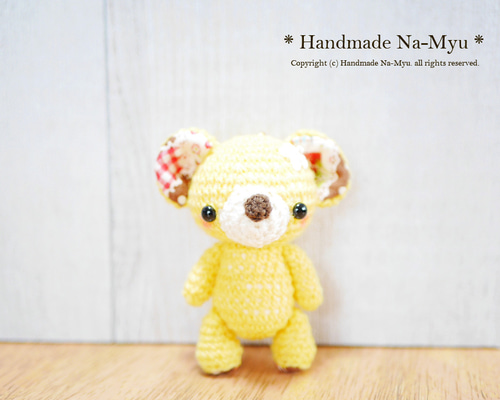 ☆即日発送☆fabric&wool☆ クマちゃん（レモン）立ち姿・約9.5cm／M