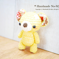 ★即日発送★fabric&wool★ クマちゃん（レモン）立ち姿・約9.5cm／Mサイズ 2枚目の画像