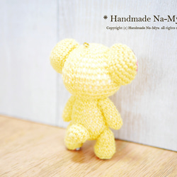 ★即日発送★fabric&wool★ クマちゃん（レモン）立ち姿・約9.5cm／Mサイズ 3枚目の画像