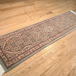 巴基斯坦地毯歷史手工編織地毯 Eslim 圖案軟 W 結 133x36 公分迷你地毯 第6張的照片