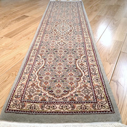 巴基斯坦地毯歷史手工編織地毯 Eslim 圖案軟 W 結 133x36 公分迷你地毯 第9張的照片