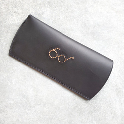 ◆ほっこりレトロなステッチング眼鏡ケース◆　イニシャル　メンズ　レディース　メガネケース　名入れ　ペア 4枚目の画像