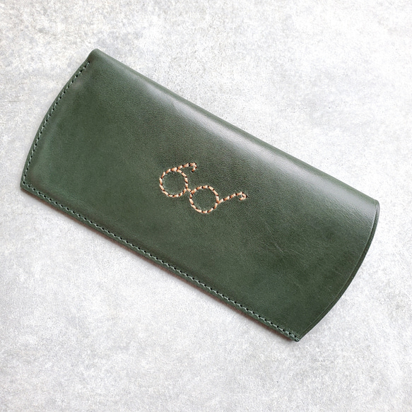 ◆ほっこりレトロなステッチング眼鏡ケース◆　イニシャル　メンズ　レディース　メガネケース　名入れ　ペア 6枚目の画像