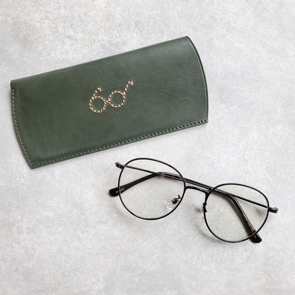 ◆ほっこりレトロなステッチング眼鏡ケース◆　イニシャル　メンズ　レディース　メガネケース　名入れ　ペア 8枚目の画像