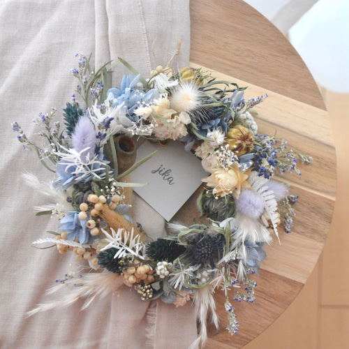 ドライフラワーリース　プリザーブドフラワー　プレゼント　インテリア 三日月リース プリザーブドフラワー ドライフラワー 玄関リース ピンク