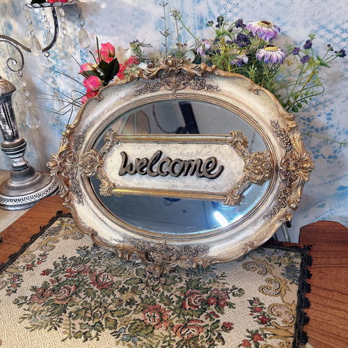 アンティークなお店 おしゃれなウェルカムボード 壁掛け看板 Ver.1 アンティークなお店 おしゃれなウェルカムボード 壁掛け看板 Ver.1 鏡
