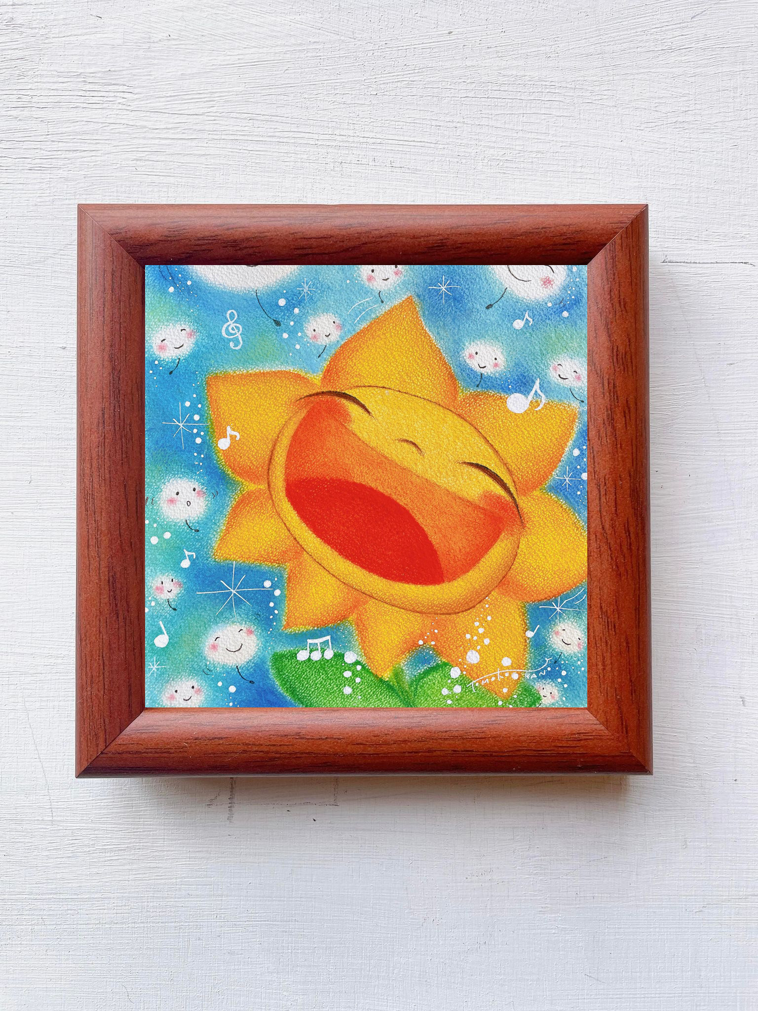 絵画 インテリア 額付(白) 油絵 F4-051120 可愛い女の子とひまわり Amazon.co.jp: LB アートパネル インテリア パネル 絵 画