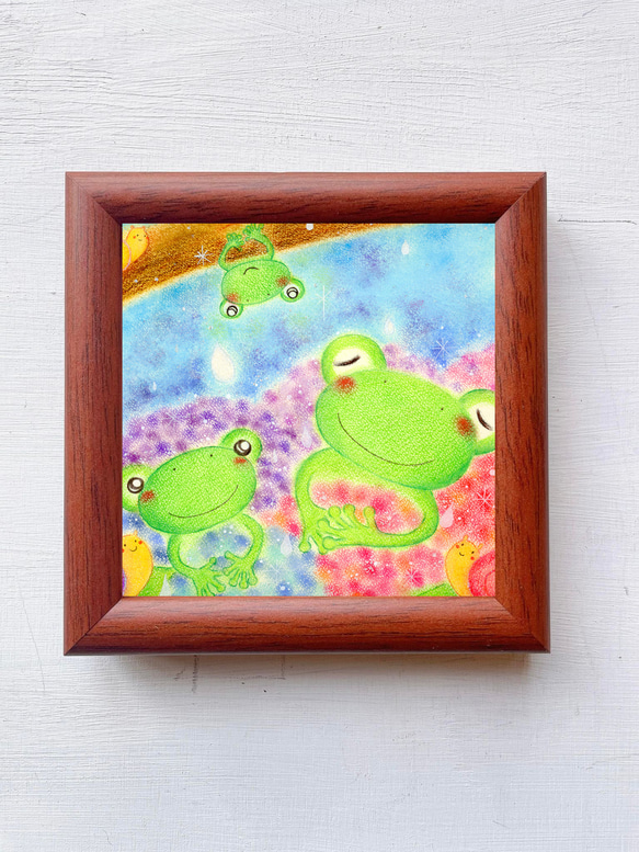 カエルの絵 可愛い 癒し ヒーリング パステル画 ホスピタル