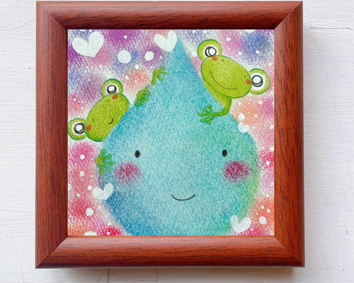 カエルの絵 可愛い 癒し ヒーリング パステル画 ホスピタル