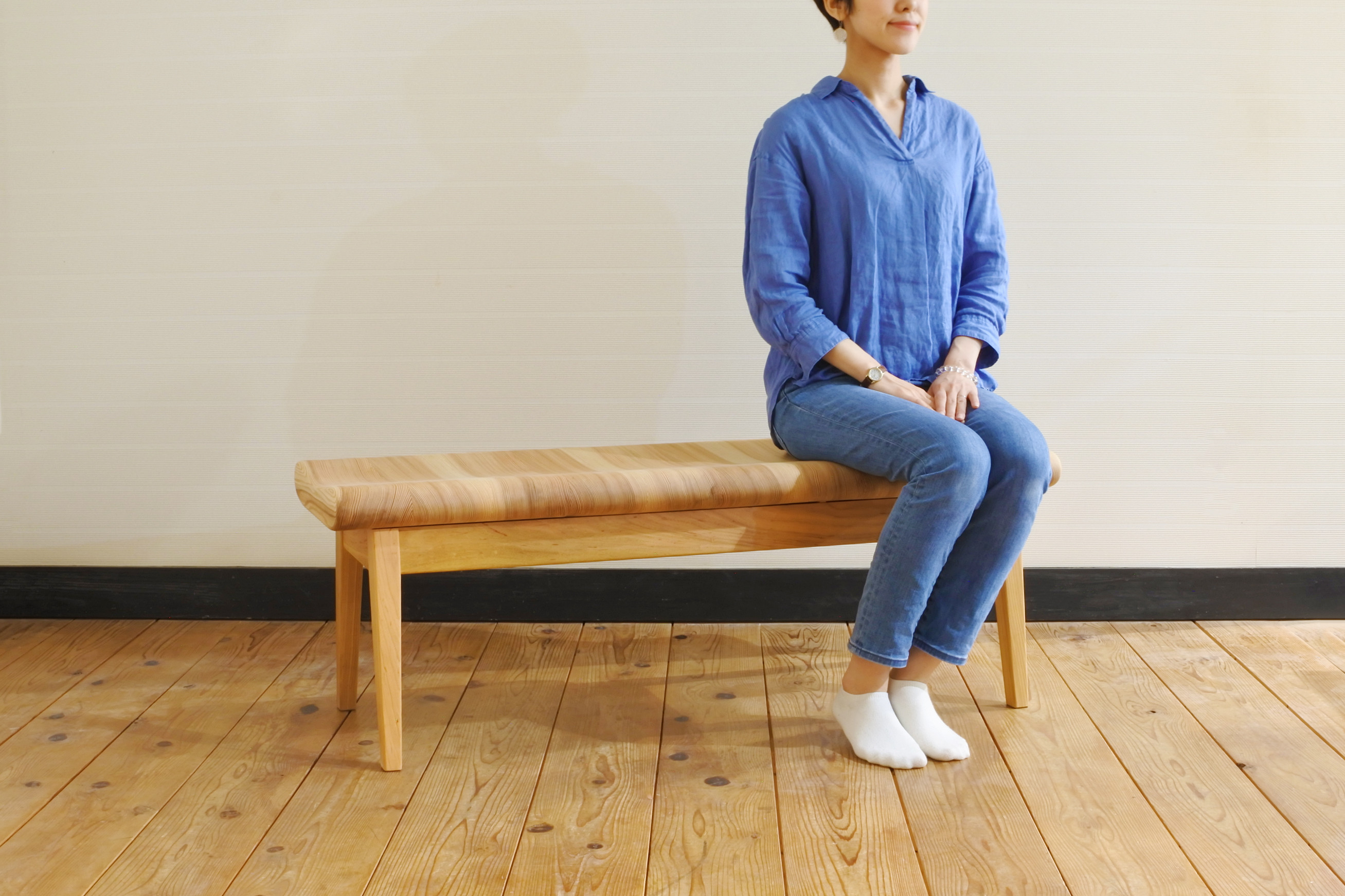 紀州スギのふんわりベンチ W1200サイズ