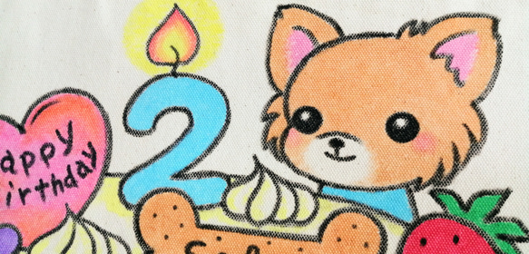 【ワンコの数追加専用ページ　2〜3匹】誕生日プレゼント専用　ワンコ似顔絵　手描きミニトートバッグ【オーダーメイド】 7枚目の画像