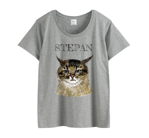 キジトラねこ　ウクライナ　ステパン　ふんわりやわらか　薄手　Tシャツ　ユニセックス　猫　メンズ　レディース　パステル 3枚目の画像