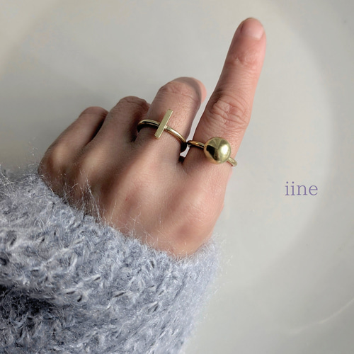 存在感あるツヤ玉リング*指が細く見える*真鍮ボールリングM 指輪