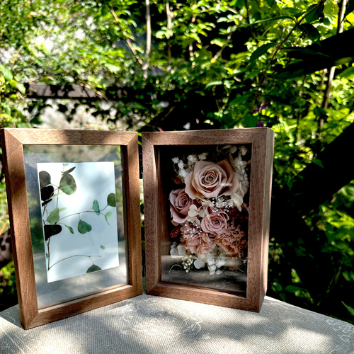 ガラスフォトフレームボックス ドライフラワー プリザーブドアレンジ