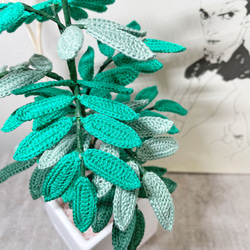 かぎ針編みの植物　ベンジャミングリーン 7枚目の画像