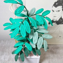 かぎ針編みの植物　ベンジャミングリーン 8枚目の画像