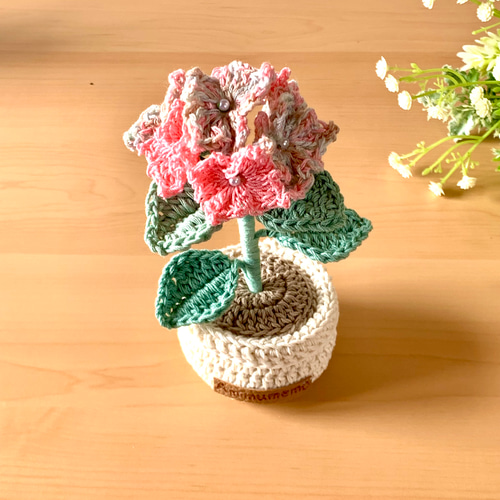 りんごの一輪挿し☆*°あみぐるみ 編み花 置物 花束 フラワー