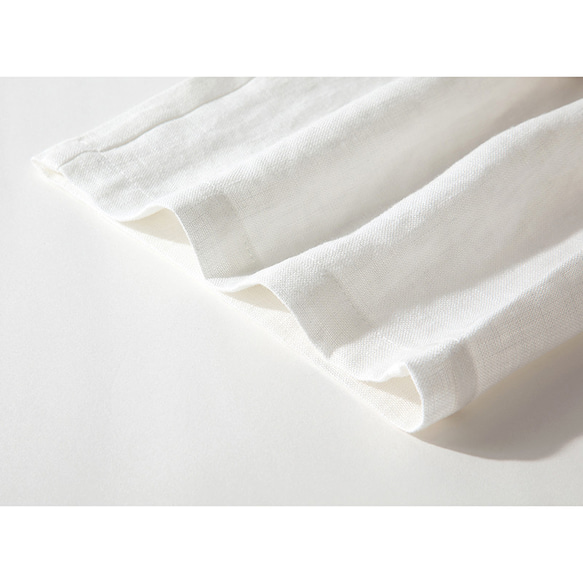 リネンロングパンツ　水洗いリネンパンツ　　楽ちんのゴムウエスト　ホワイト　XS-Lサイズ　L237 7枚目の画像