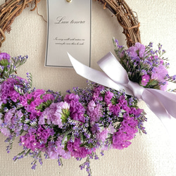スターチスのハーフリース　リース　ピンク　紫　プレゼント　お祝い　引越し祝い　結婚祝い 5枚目の画像