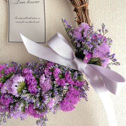 スターチスのハーフリース　リース　ピンク　紫　プレゼント　お祝い　引越し祝い　結婚祝い 3枚目の画像