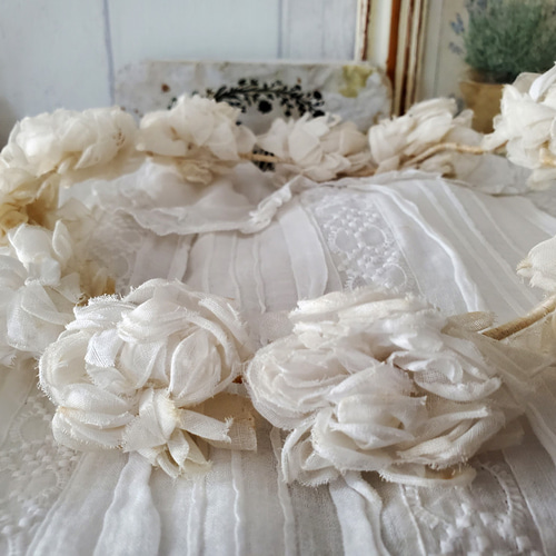 フランスアンティーク 布花ヘッドリース ティアラ その他 フランスアンティーク 布花ヘッドリース ティアラ その他